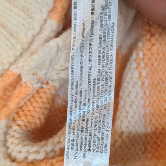 Zara Jacquard Orange Cream Sweater Vest - Picture 6 of 6
